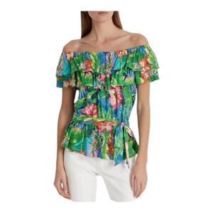 NWT RALPH LAUREN Black Label Floral Off-the-Shoulder Blouse Top‎ Medium